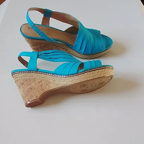 NATURALIZER FABRIC CORK WEDGE HEEL  SANDAL 9 1/2 MED NWOT) - Picture 3 of 6